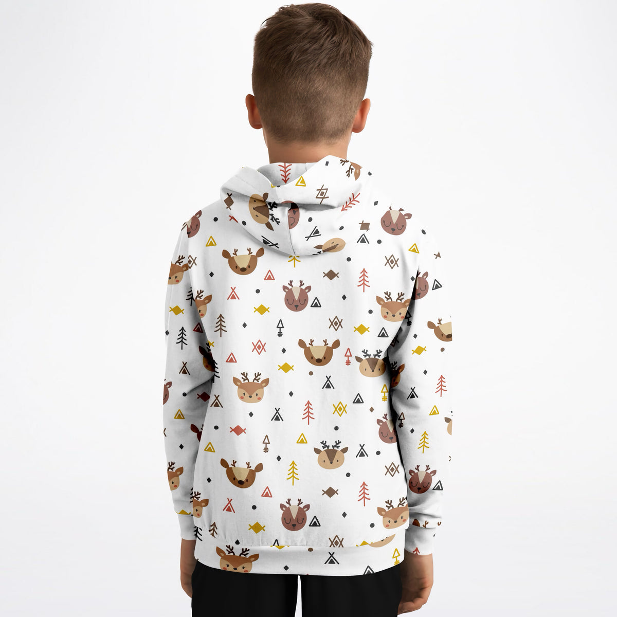 Kids Woodland Reindeer Hoodie – Ultra Comfy & Stretchy, Cozy Fleece or Lightweight Sports Fabric, Double-Layer Hood & Kangaroo Pocket