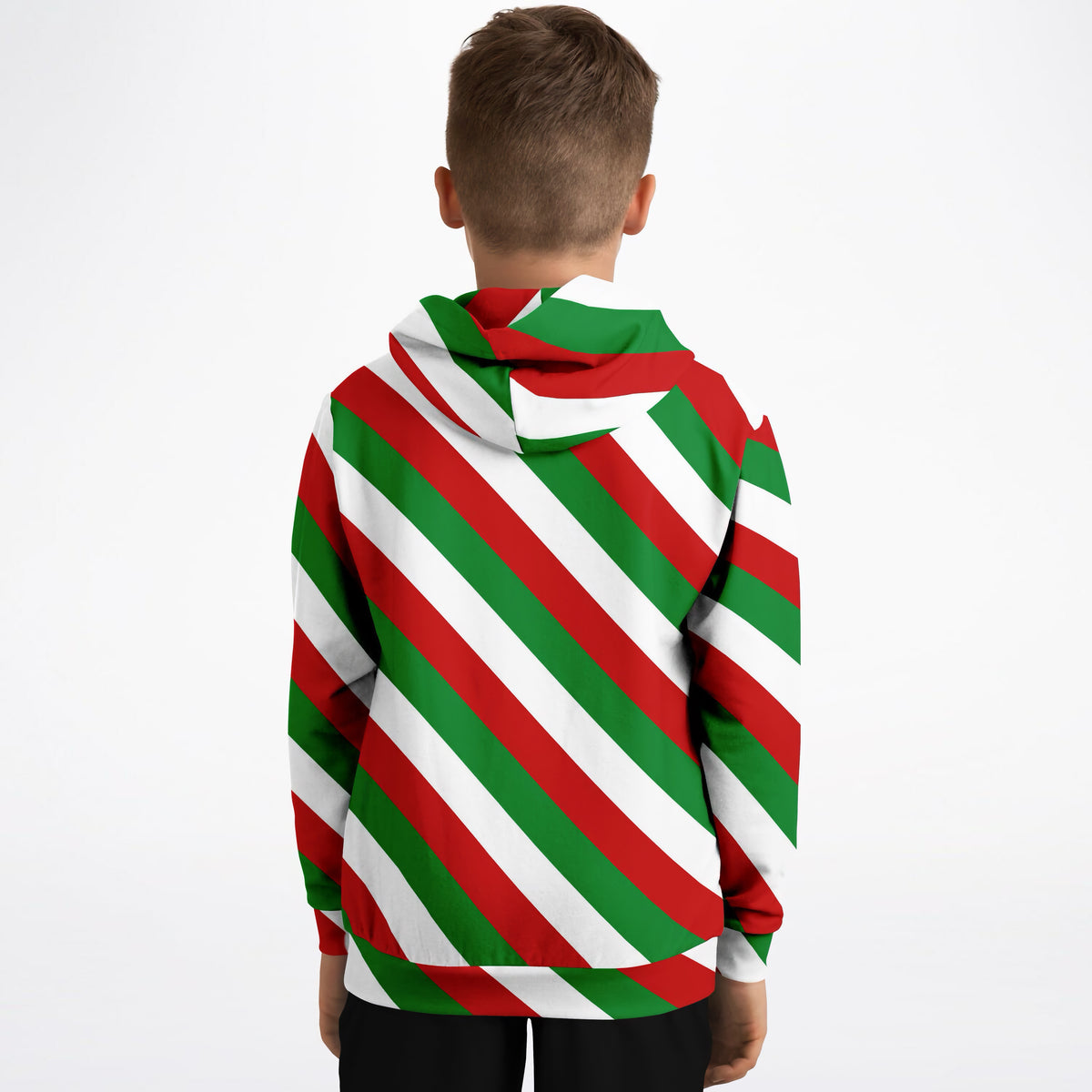 Kids Christmas Stripe Hoodie – Ultra Comfy & Stretchy, Cozy Fleece or Lightweight Sports Fabric, Double-Layer Hood & Kangaroo Pocket