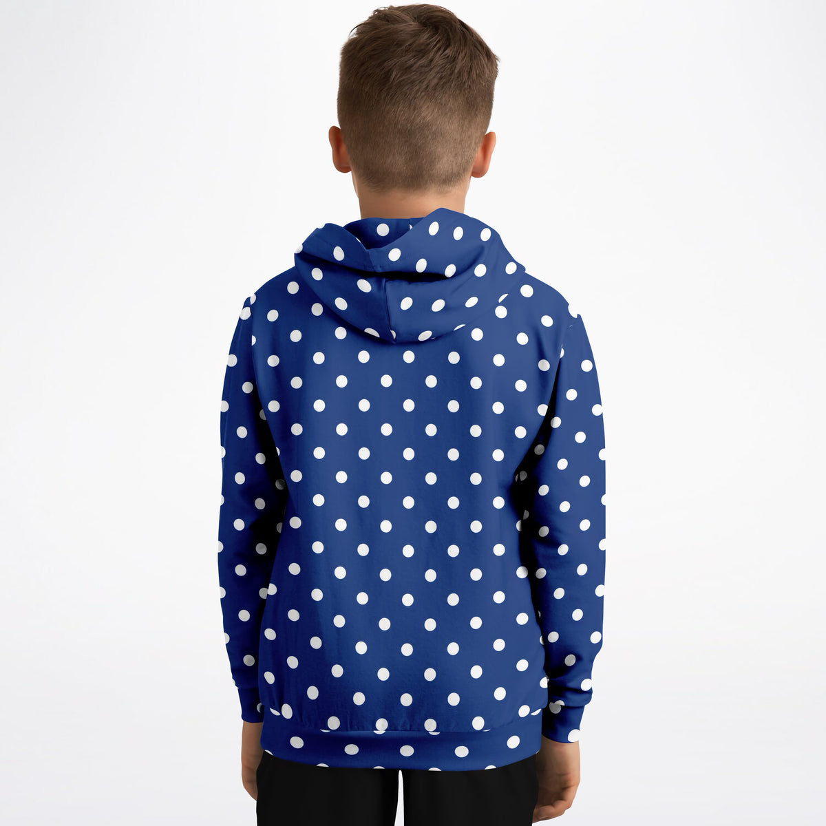 Kids Royal Blue Polka Dot Hoodie – Ultra Comfy & Stretchy, Cozy Fleece or Lightweight Sports Fabric, Double-Layer Hood & Kangaroo Pocket