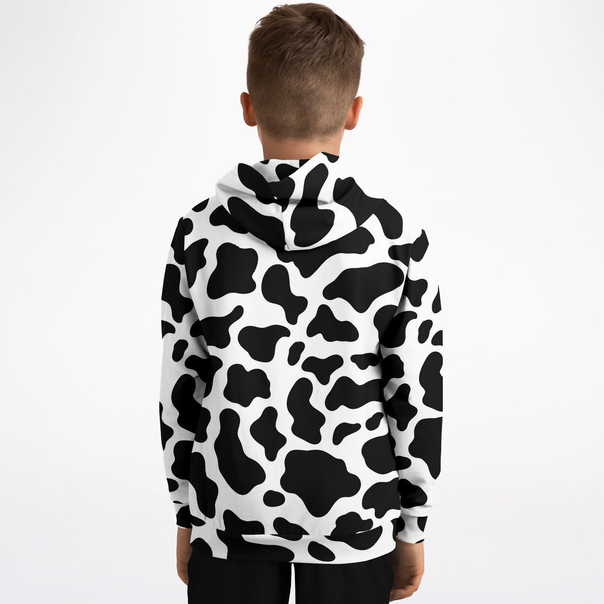 Kids Cow Print Hoodie – Ultra Comfy & Stretchy, Cozy Fleece or Lightweight Sports Fabric, Double-Layer Hood & Kangaroo Pocket