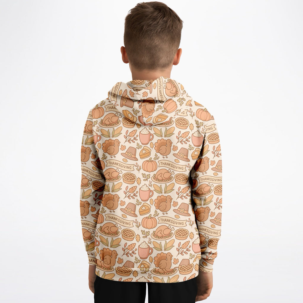 Kids Thanksgiving Turkey Hoodie – Ultra Comfy & Stretchy, Cozy Fleece or Lightweight Sports Fabric, Double-Layer Hood & Kangaroo Pocket