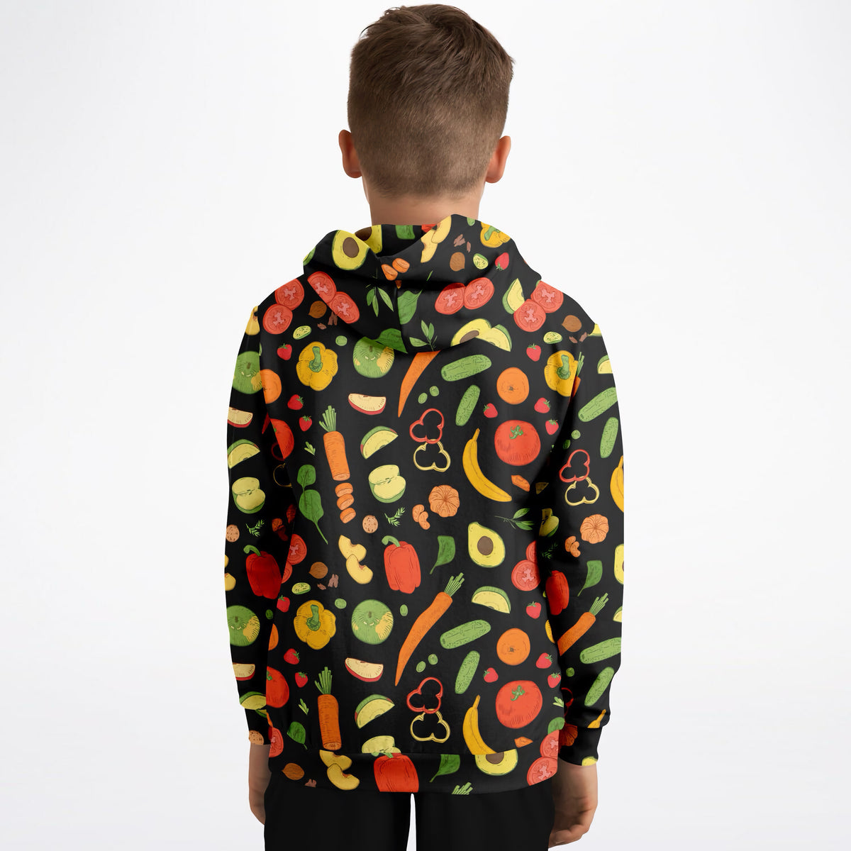 Kids Fruits & Vegetables Hoodie – Ultra Comfy & Stretchy, Cozy Fleece or Lightweight Sports Fabric, Double-Layer Hood & Kangaroo Pocket