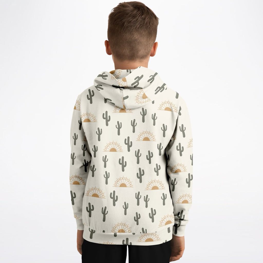 Kids Desert Cactus Hoodie – Ultra Comfy & Stretchy, Cozy Fleece or Lightweight Sports Fabric, Double-Layer Hood & Kangaroo Pocket
