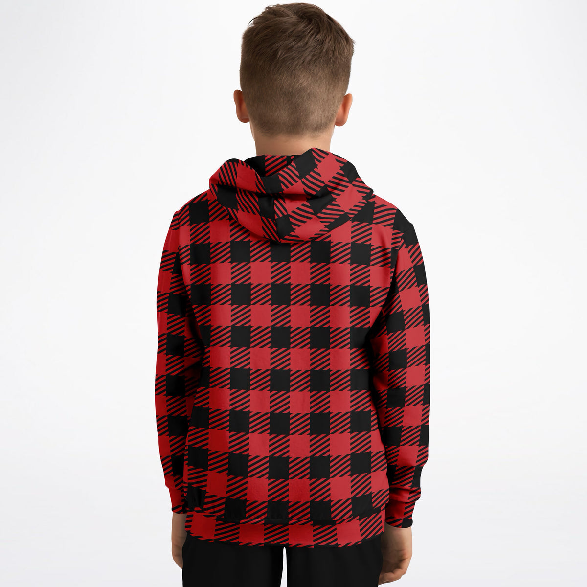 Kids Christmas Plaid Hoodie – Ultra Comfy & Stretchy, Cozy Fleece or Lightweight Sports Fabric, Double-Layer Hood & Kangaroo Pocket
