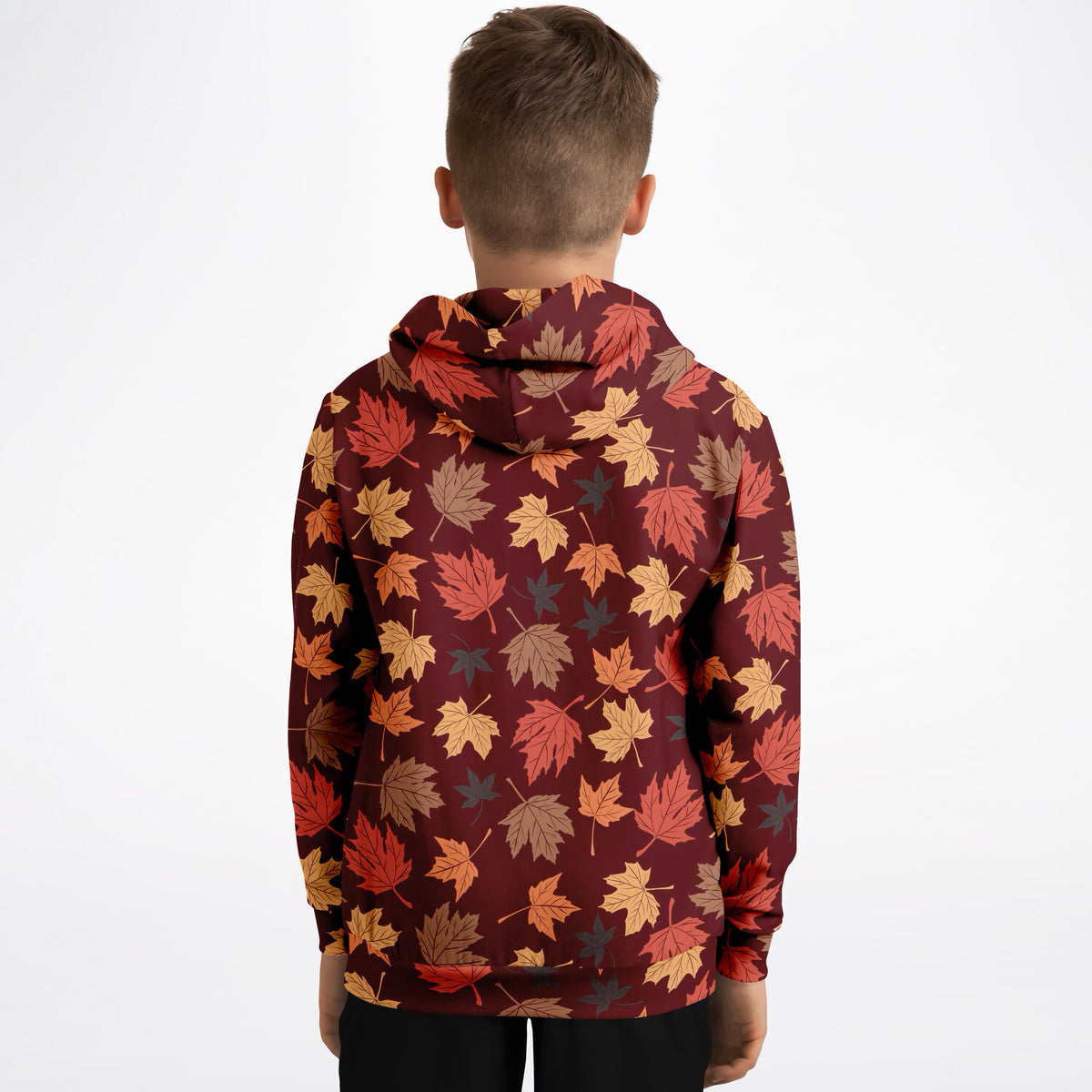 Kids Autumn Maple Leaves Hoodie – Ultra Comfy & Stretchy, Cozy Fleece or Lightweight Sports Fabric, Double-Layer Hood & Kangaroo Pocket