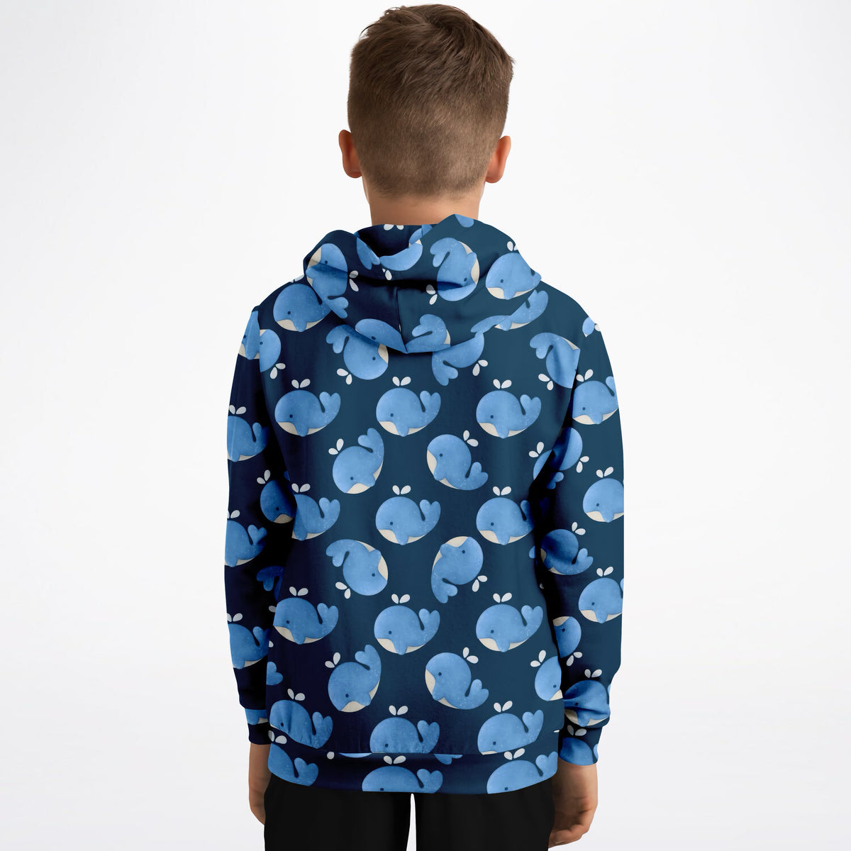 Kids Blue Whale Hoodie – Ultra Comfy & Stretchy, Cozy Fleece or Lightweight Sports Fabric, Double-Layer Hood & Kangaroo Pocket