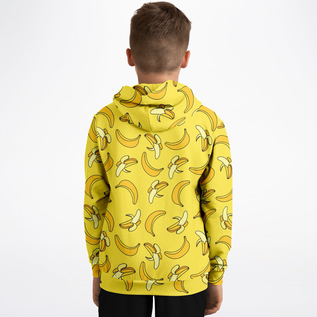 Kids Yellow Banana Hoodie – Ultra Comfy & Stretchy, Cozy Fleece or Lightweight Sports Fabric, Double-Layer Hood & Kangaroo Pocket