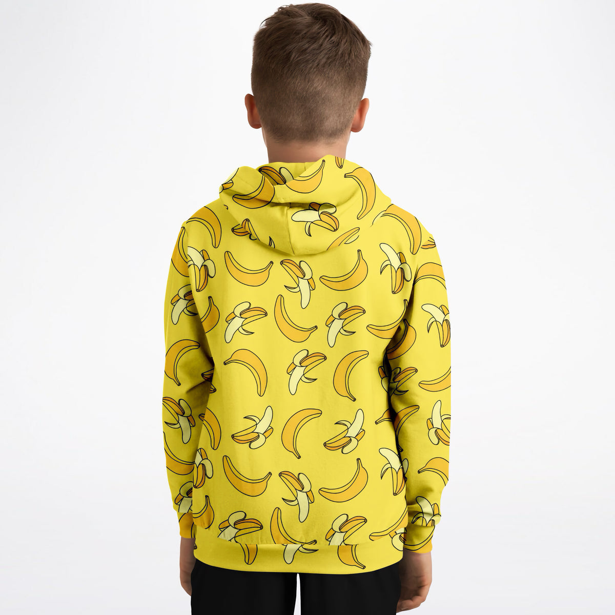 Kids Yellow Banana Hoodie – Ultra Comfy & Stretchy, Cozy Fleece or Lightweight Sports Fabric, Double-Layer Hood & Kangaroo Pocket