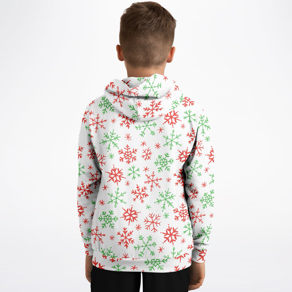 Kids Red & Green Candy Cane Christmas Hoodie – Ultra Comfy & Stretchy, Cozy Fleece or Lightweight Sports Fabric, Double-Layer Hood & Kangaroo Pocket
