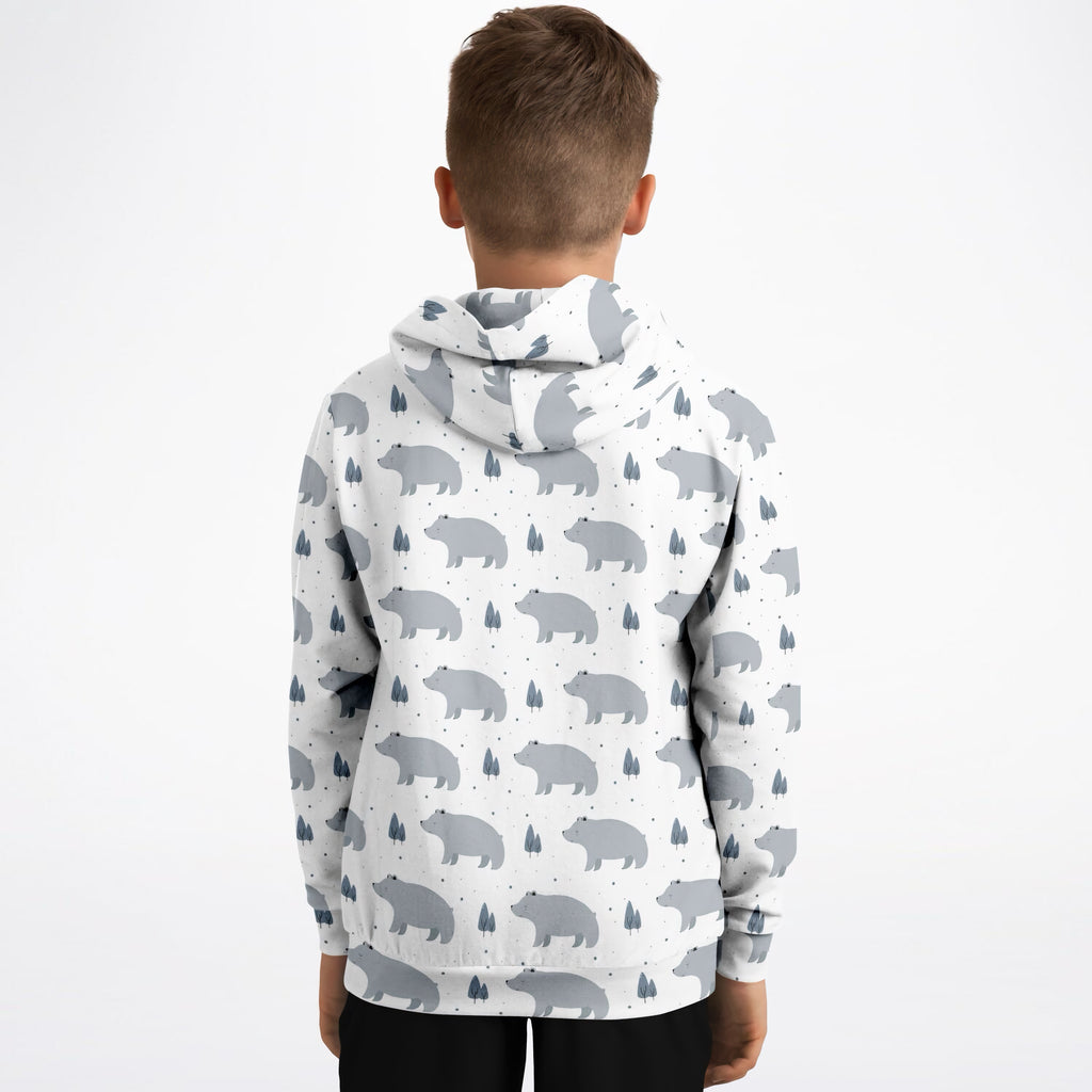 Kids Polar Bear Hoodie – Ultra Comfy & Stretchy, Cozy Fleece or Lightweight Sports Fabric, Double-Layer Hood & Kangaroo Pocket
