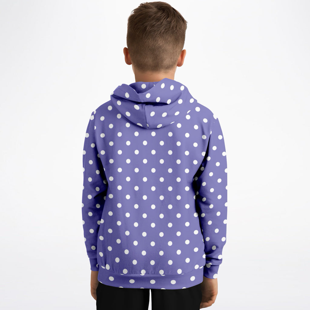 Girls Purple Polka Dot Hoodie – Ultra Comfy & Stretchy, Cozy Fleece or Lightweight Sports Fabric, Double-Layer Hood & Kangaroo Pocket