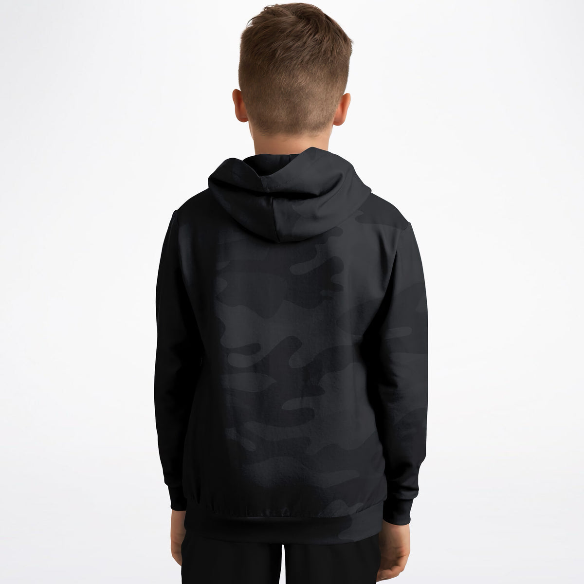 Kids Black Camouflage Hoodie – Ultra Comfy & Stretchy, Cozy Fleece or Lightweight Sports Fabric, Double-Layer Hood & Kangaroo Pocket
