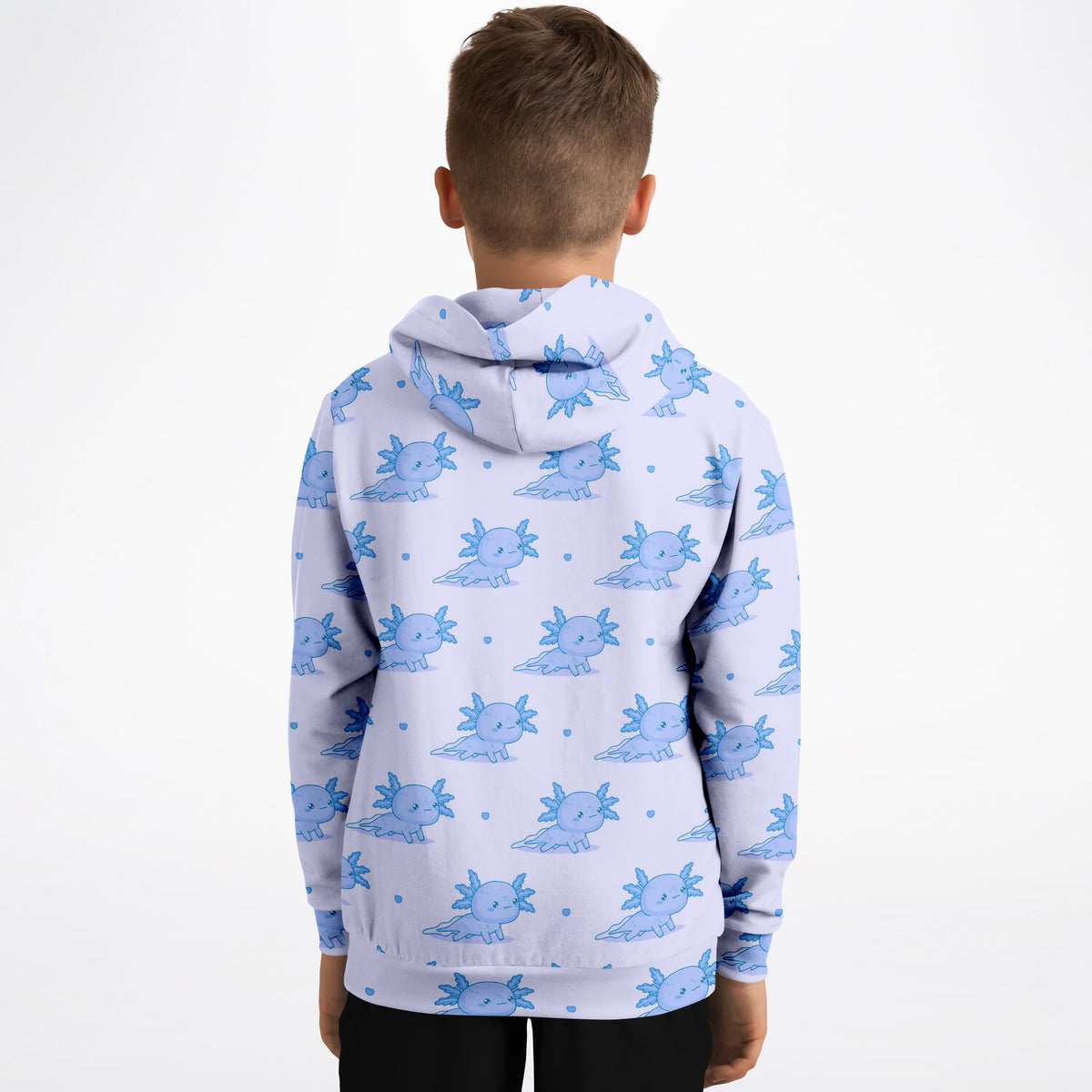 Kids Blue Axolotl Hoodie – Ultra Comfy & Stretchy, Cozy Fleece or Lightweight Sports Fabric, Double-Layer Hood & Kangaroo Pocket