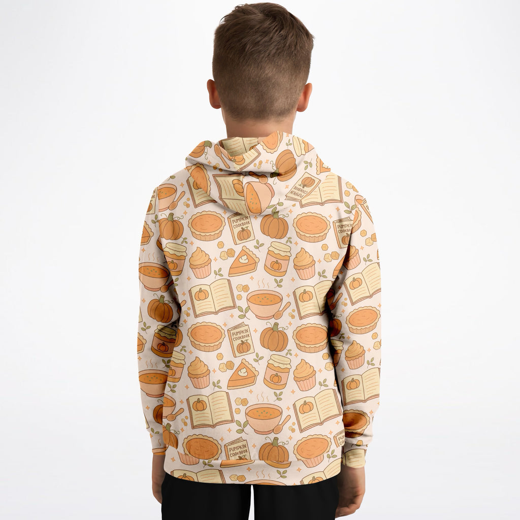 Kids Pumpkin Pie Themed Hoodie – Ultra Comfy & Stretchy, Cozy Fleece or Lightweight Sports Fabric, Double-Layer Hood & Kangaroo Pocket