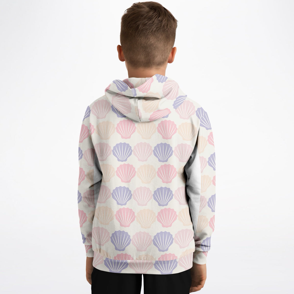Girls Pastel Seashell Hoodie – Ultra Comfy & Stretchy, Cozy Fleece or Lightweight Sports Fabric, Double-Layer Hood & Kangaroo Pocket