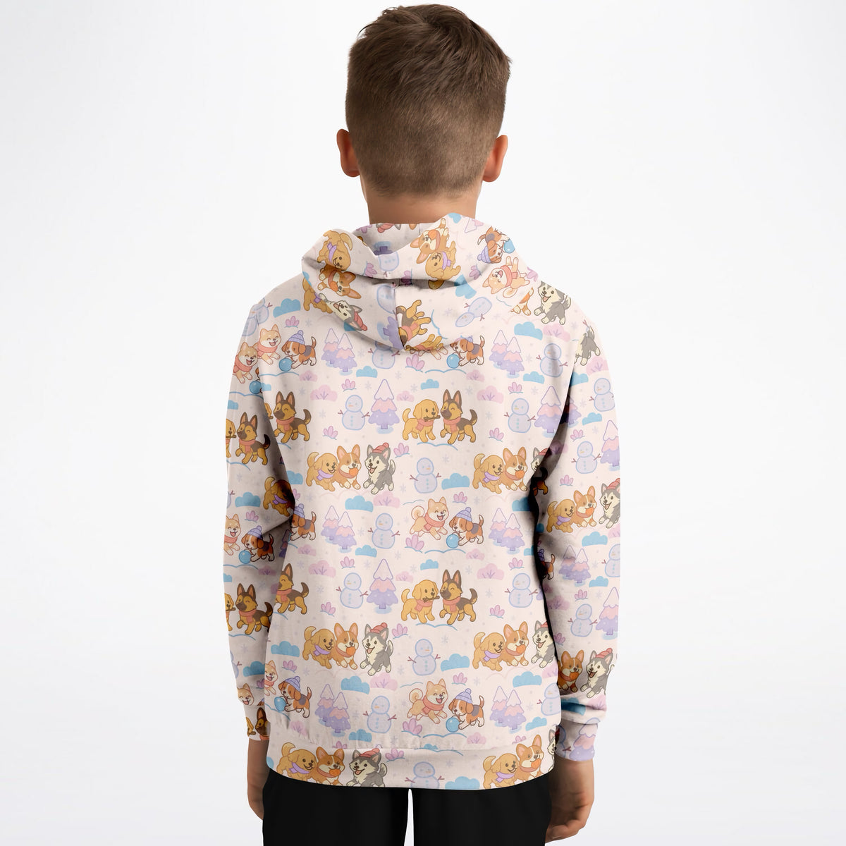 Kids Christmas Dogs Hoodie – Ultra Comfy & Stretchy, Cozy Fleece or Lightweight Sports Fabric, Double-Layer Hood & Kangaroo Pocket