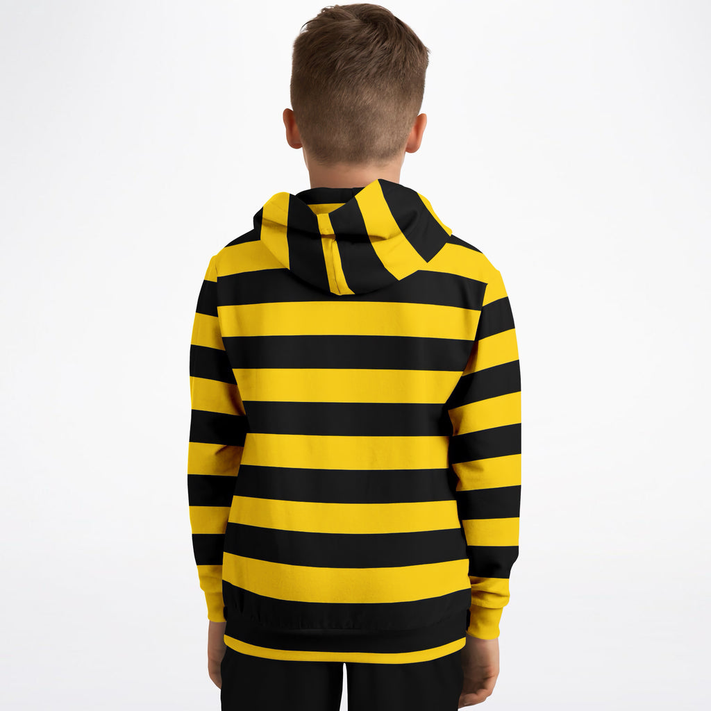Kids Bee Stripe Hoodie – Ultra Comfy & Stretchy, Cozy Fleece or Lightweight Sports Fabric, Double-Layer Hood & Kangaroo Pocket