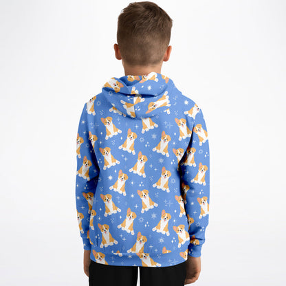 Kids Corgi Dog Hoodie – Cozy Cotton Fleece or Lightweight Sports Fabric