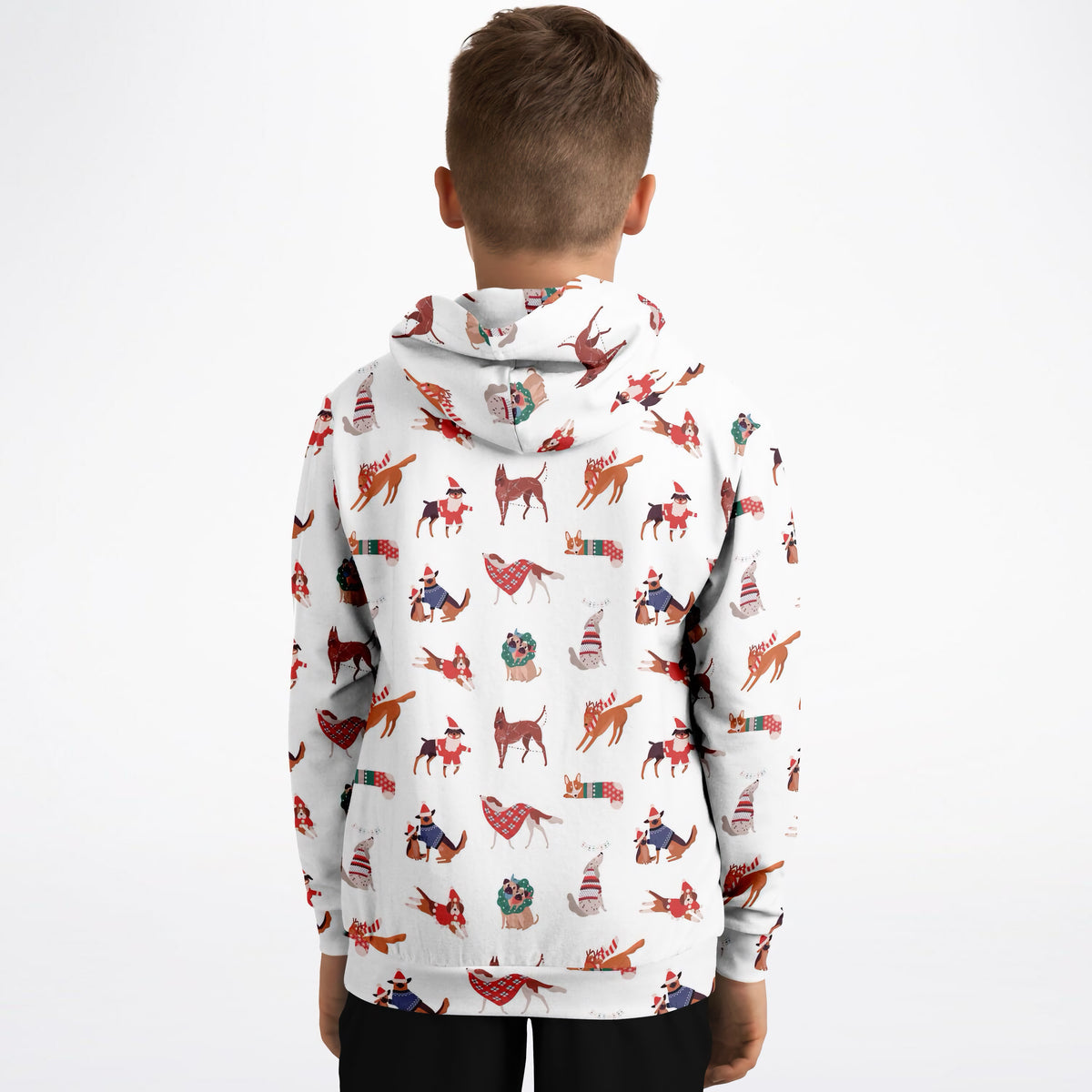 Kids Christmas Dogs Hoodie – Ultra Comfy & Stretchy, Cozy Fleece or Lightweight Sports Fabric, Double-Layer Hood & Kangaroo Pocket