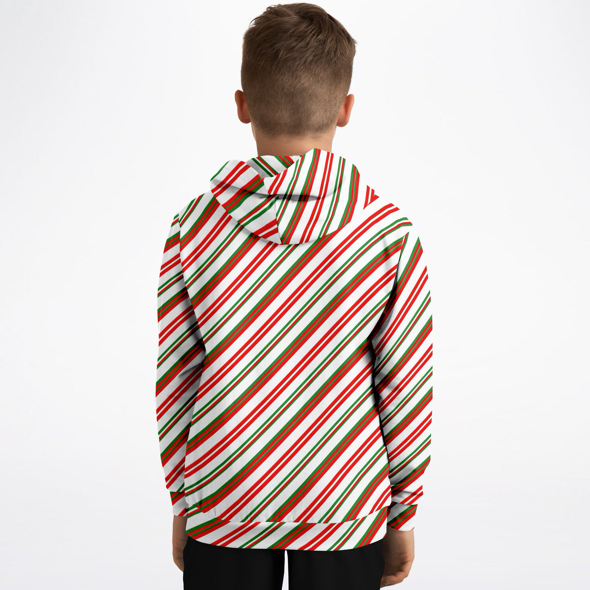 Kids Christmas Peppermint Stripe Hoodie – Ultra Comfy & Stretchy, Cozy Fleece or Lightweight Sports Fabric, Double-Layer Hood & Kangaroo Pocket