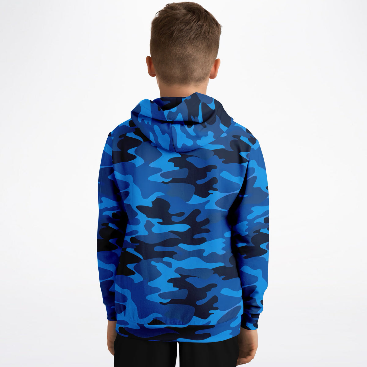 Kids Blue Camouflage Hoodie – Ultra Comfy & Stretchy, Cozy Fleece or Lightweight Sports Fabric, Double-Layer Hood & Kangaroo Pocket