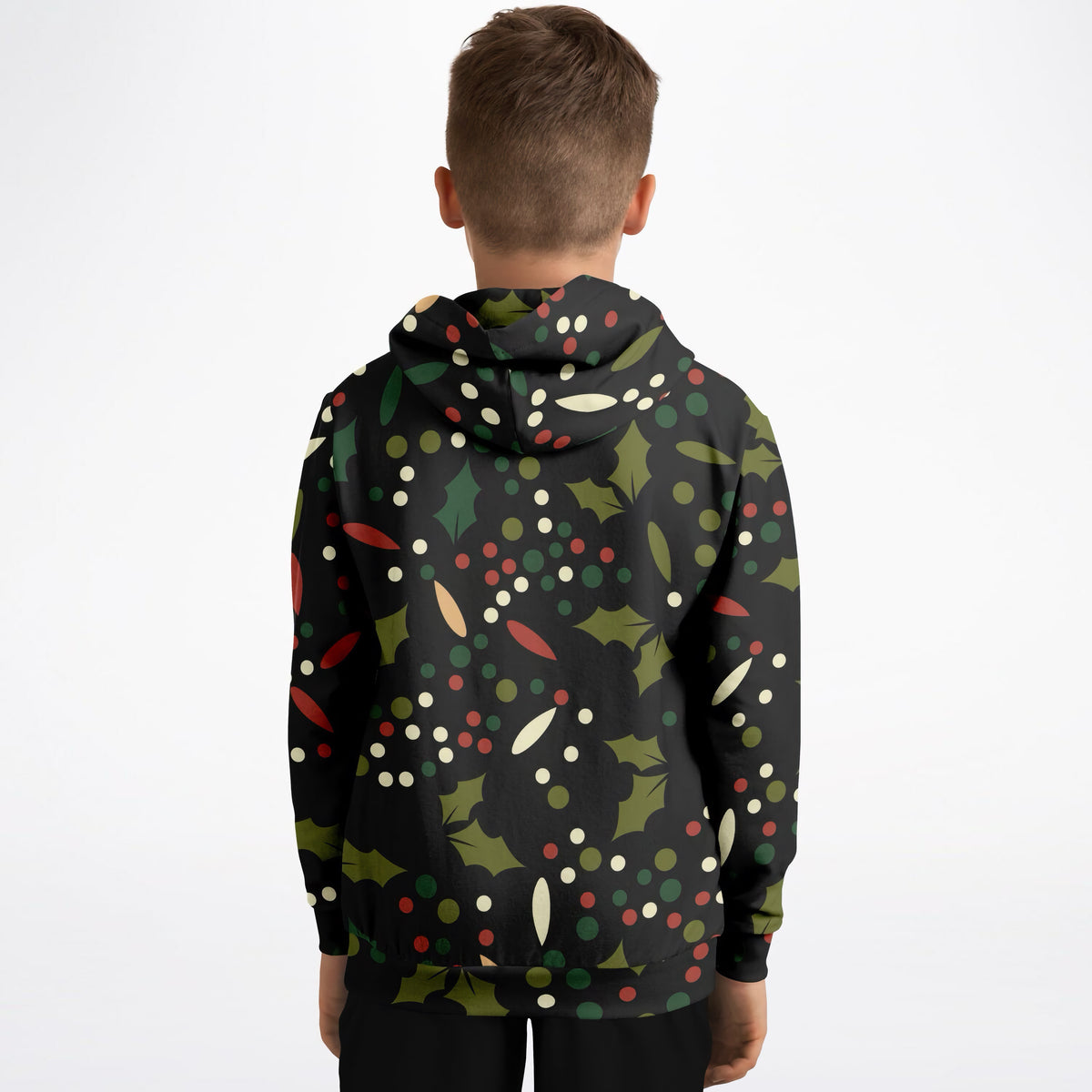 Kids Christmas Holly Berry Hoodie – Ultra Comfy & Stretchy, Cozy Fleece or Lightweight Sports Fabric, Double-Layer Hood & Kangaroo Pocket