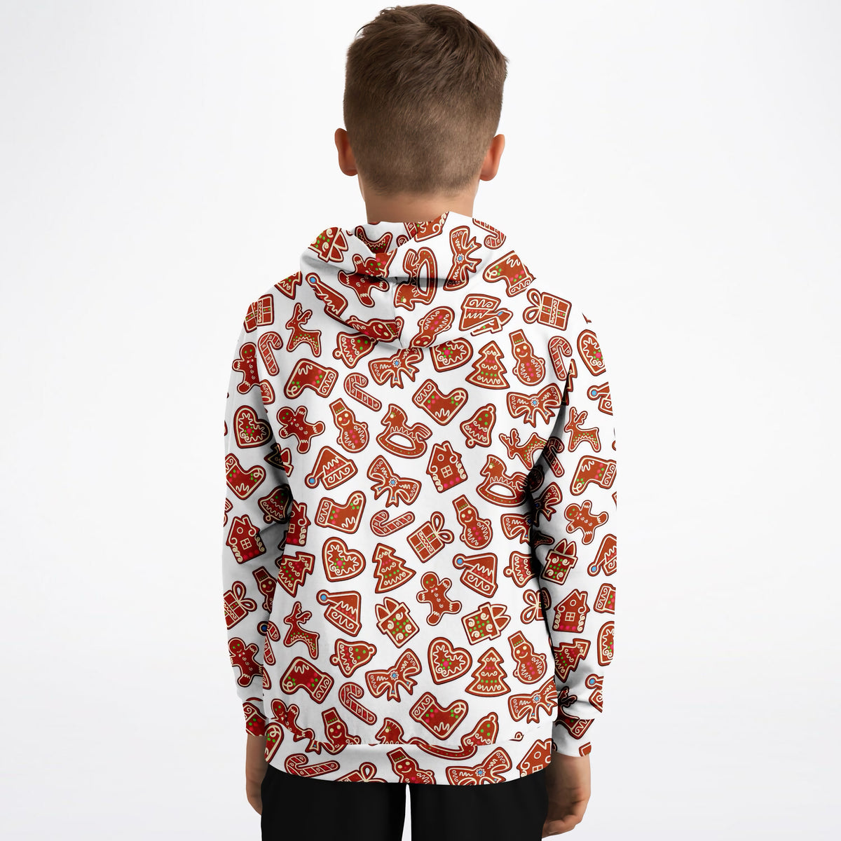 Kids Christmas Gingerbread Cookie Hoodie – Ultra Comfy & Stretchy, Cozy Fleece or Lightweight Sports Fabric, Double-Layer Hood & Kangaroo Pocket