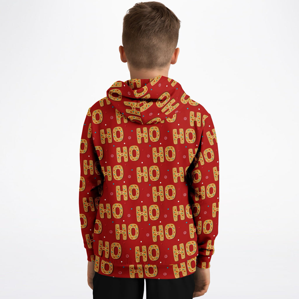 Kids Christmas Ho Ho Ho Hoodie – Ultra Comfy & Stretchy, Cozy Fleece or Lightweight Sports Fabric, Double-Layer Hood & Kangaroo Pocket