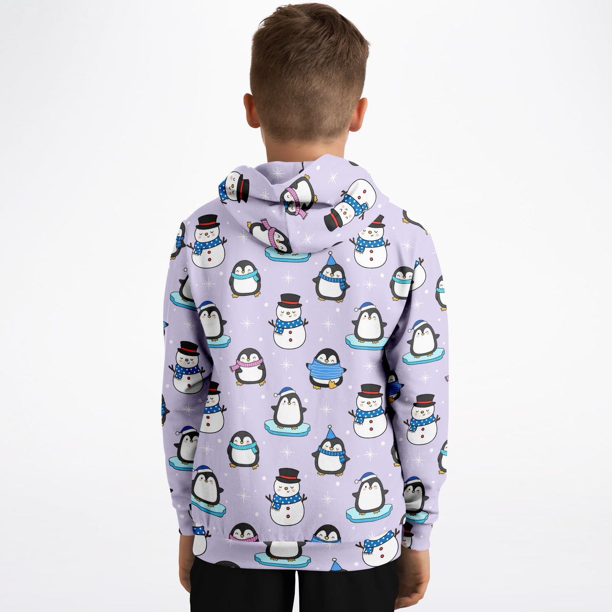 Kids Penguin Winter Hoodie – Ultra Comfy & Stretchy, Cozy Fleece or Lightweight Sports Fabric, Double-Layer Hood & Kangaroo Pocket
