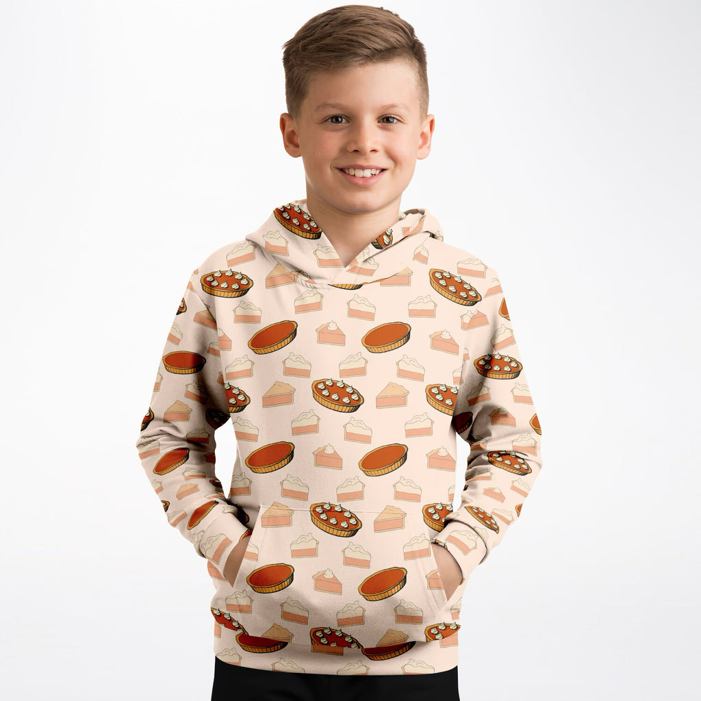 Kids Pumpkin Pie Thanksgiving Hoodie – Cozy Cotton Fleece or Lightweight Sports Fabric