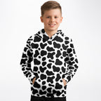 Kids Cow Print Hoodie – Cozy Cotton Fleece or Lightweight Sports Fabric