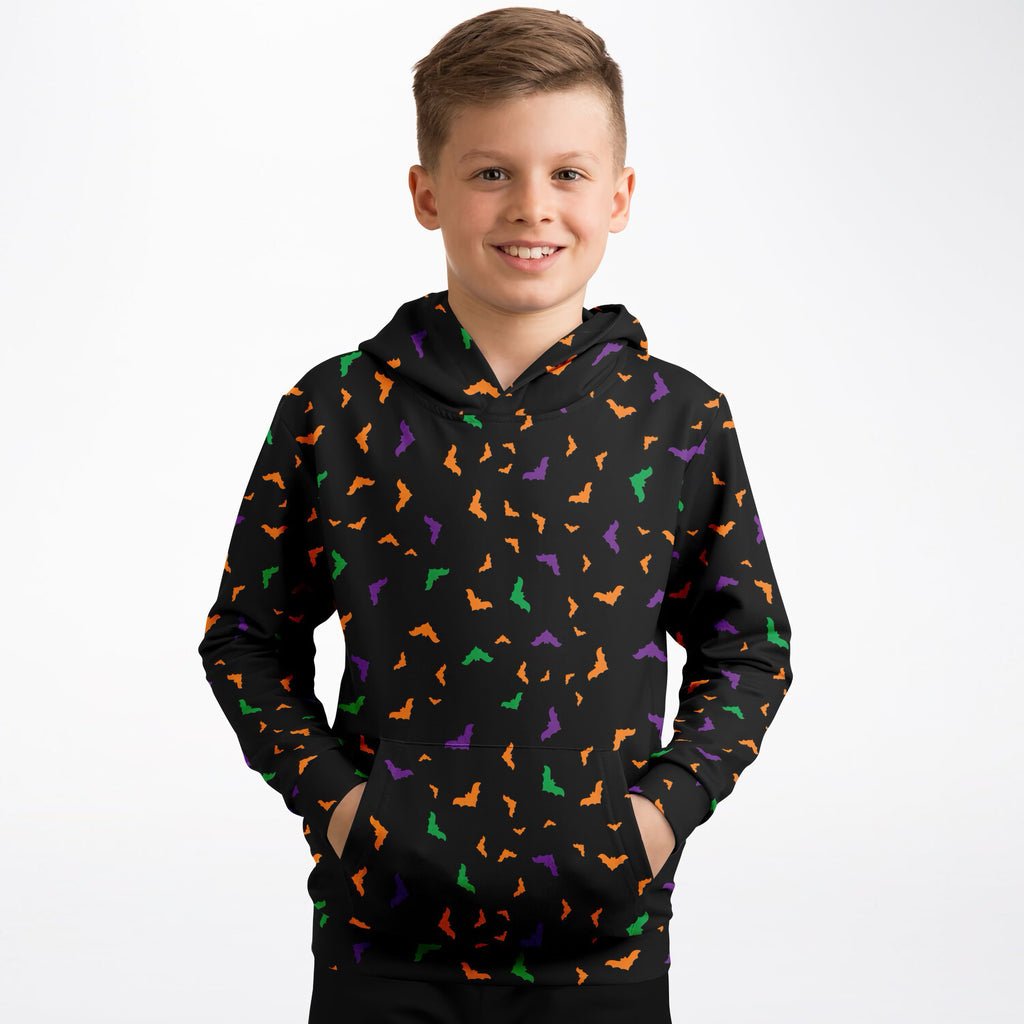 Kids Halloween Bat Hoodie – Cozy Cotton Fleece or Lightweight Sports Fabric