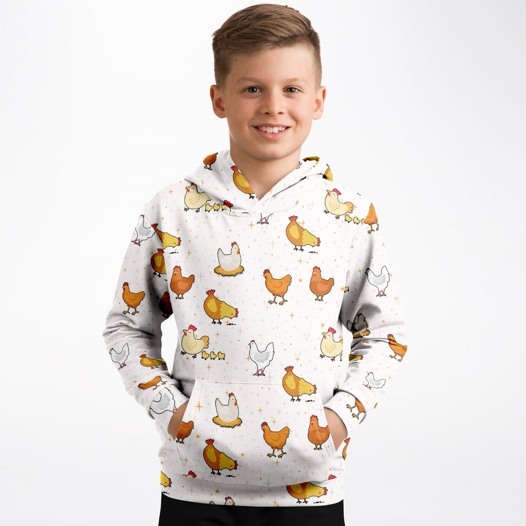 Kids Chicken Hoodie – Cozy Cotton Fleece or Lightweight Sports Fabric