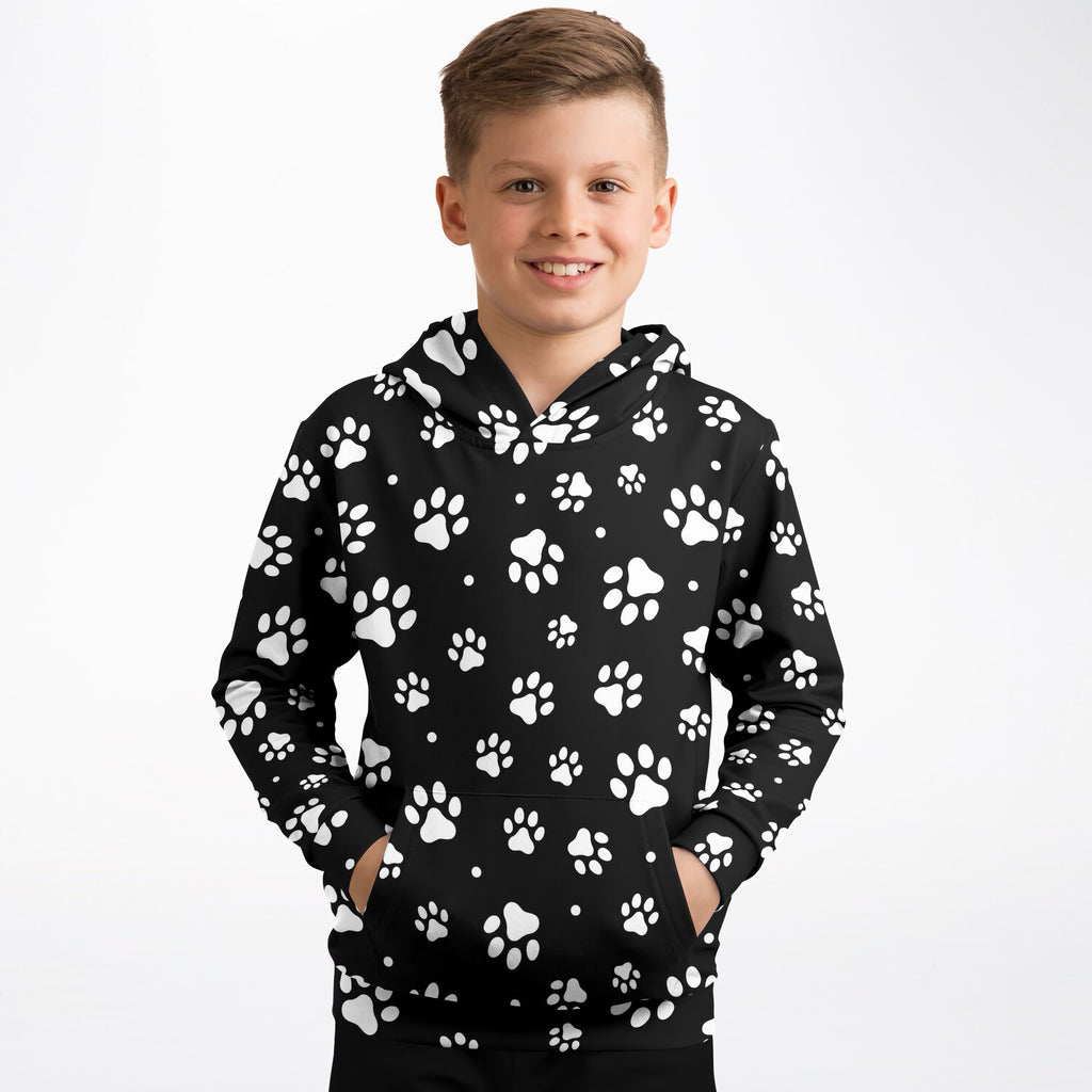 Kids Paw Print Hoodie – Cozy Cotton Fleece or Lightweight Sports Fabric