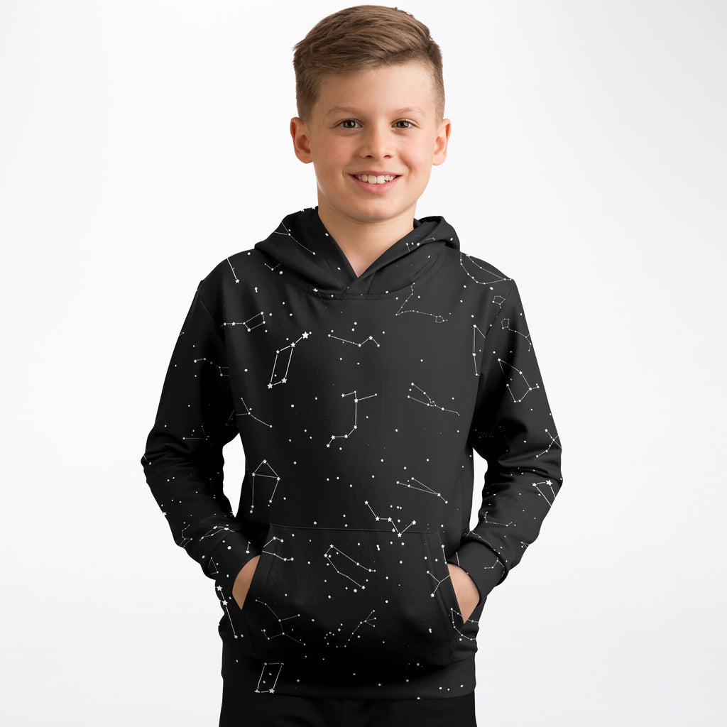 Kids Realistic Constellations Hoodie – Cozy Cotton Fleece or Lightweight Sports Fabric