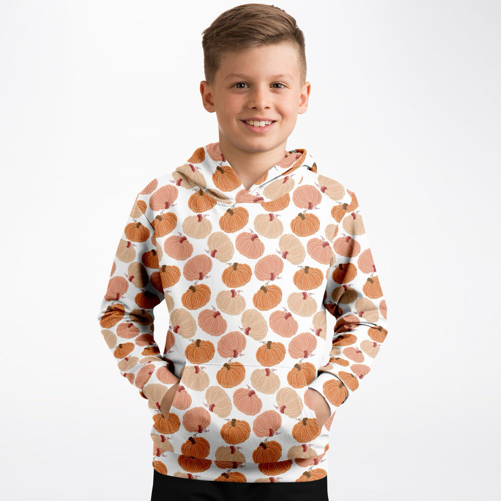 Kids Fall Pumpkin Hoodie – Ultra Comfy & Stretchy, Cozy Fleece or Lightweight Sports Fabric, Double-Layer Hood & Kangaroo Pocket