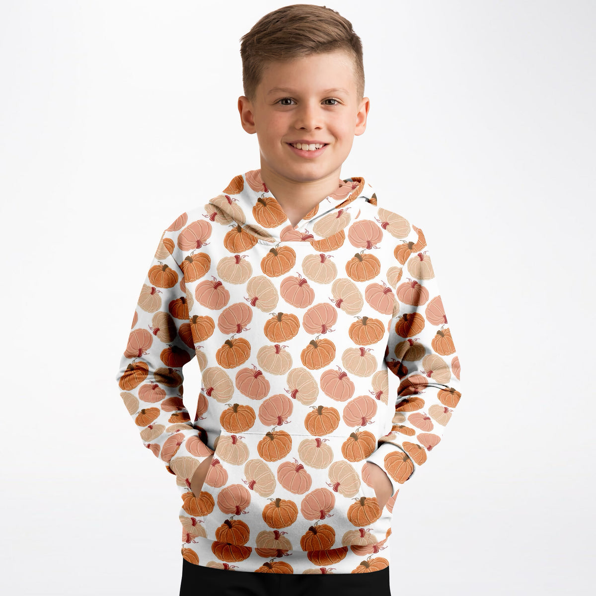 Kids Fall Pumpkin Hoodie – Ultra Comfy & Stretchy, Cozy Fleece or Lightweight Sports Fabric, Double-Layer Hood & Kangaroo Pocket