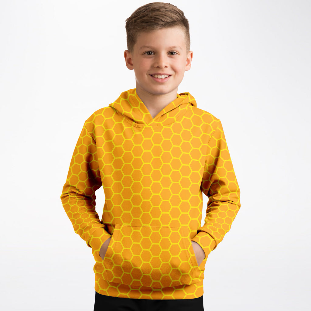 Kids Honeycomb Hoodie – Ultra Comfy & Stretchy, Cozy Fleece or Lightweight Sports Fabric, Double-Layer Hood & Kangaroo Pocket