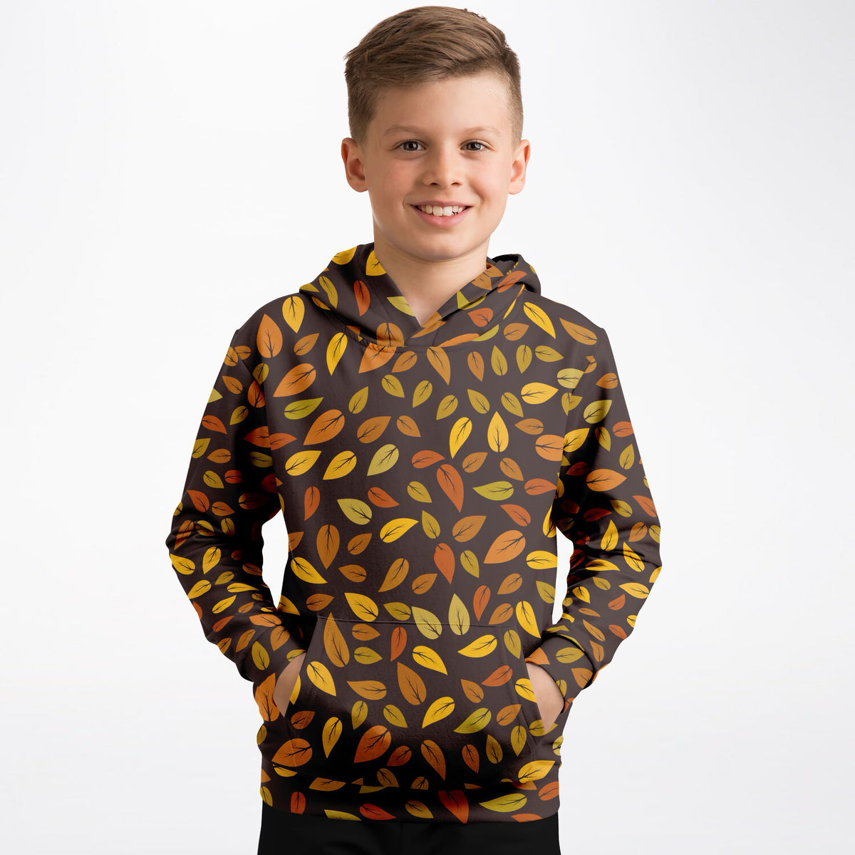 Kids Fall Autumn Leaves Hoodie – Ultra Comfy & Stretchy, Cozy Fleece or Lightweight Sports Fabric, Double-Layer Hood & Kangaroo Pocket