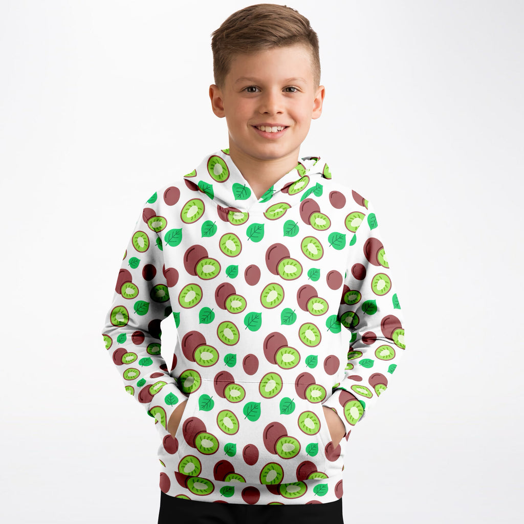 Kids Kiwi Fruit Hoodie – Ultra Comfy & Stretchy, Cozy Fleece or Lightweight Sports Fabric, Double-Layer Hood & Kangaroo Pocket