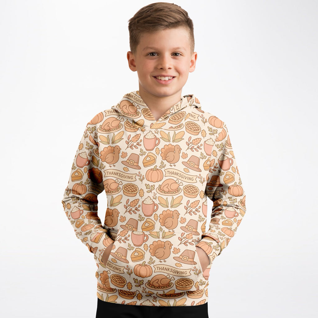 Kids Thanksgiving Turkey Hoodie – Ultra Comfy & Stretchy, Cozy Fleece or Lightweight Sports Fabric, Double-Layer Hood & Kangaroo Pocket