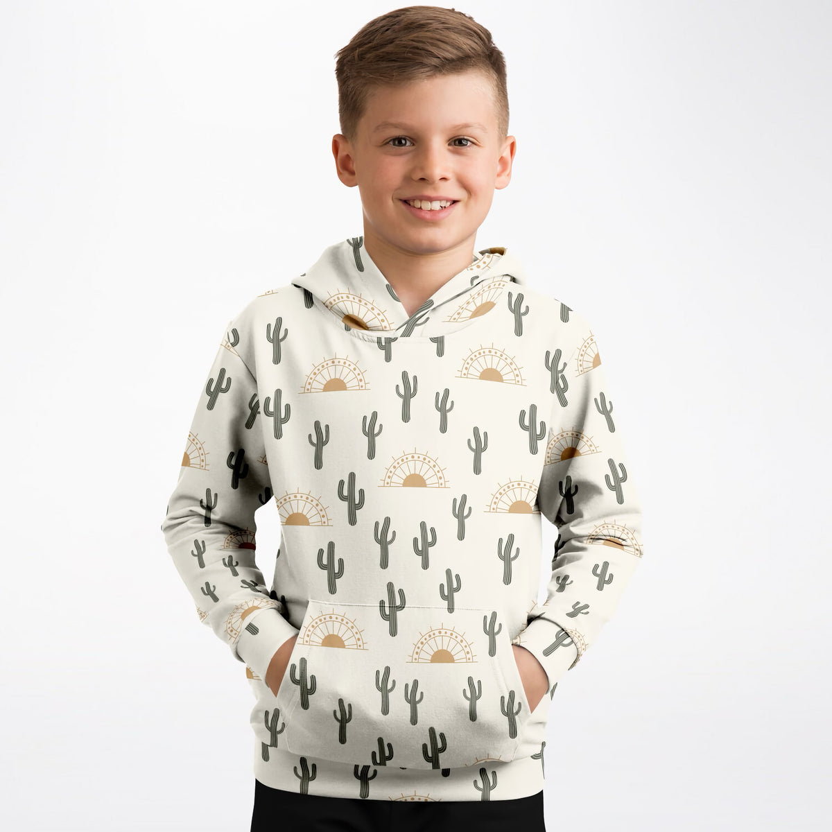 Kids Desert Cactus Hoodie – Ultra Comfy & Stretchy, Cozy Fleece or Lightweight Sports Fabric, Double-Layer Hood & Kangaroo Pocket