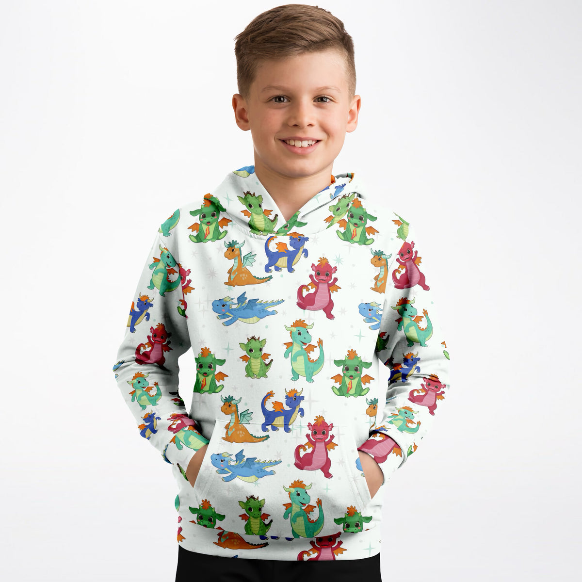 Kids Colorful Dragon Hoodie – Ultra Comfy & Stretchy, Cozy Fleece or Lightweight Sports Fabric, Double-Layer Hood & Kangaroo Pocket