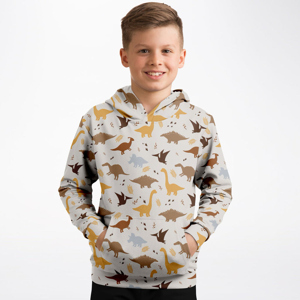 Kids Dinosaur Hoodie – Ultra Comfy & Stretchy, Cozy Fleece or Lightweight Sports Fabric, Double-Layer Hood & Kangaroo Pocket