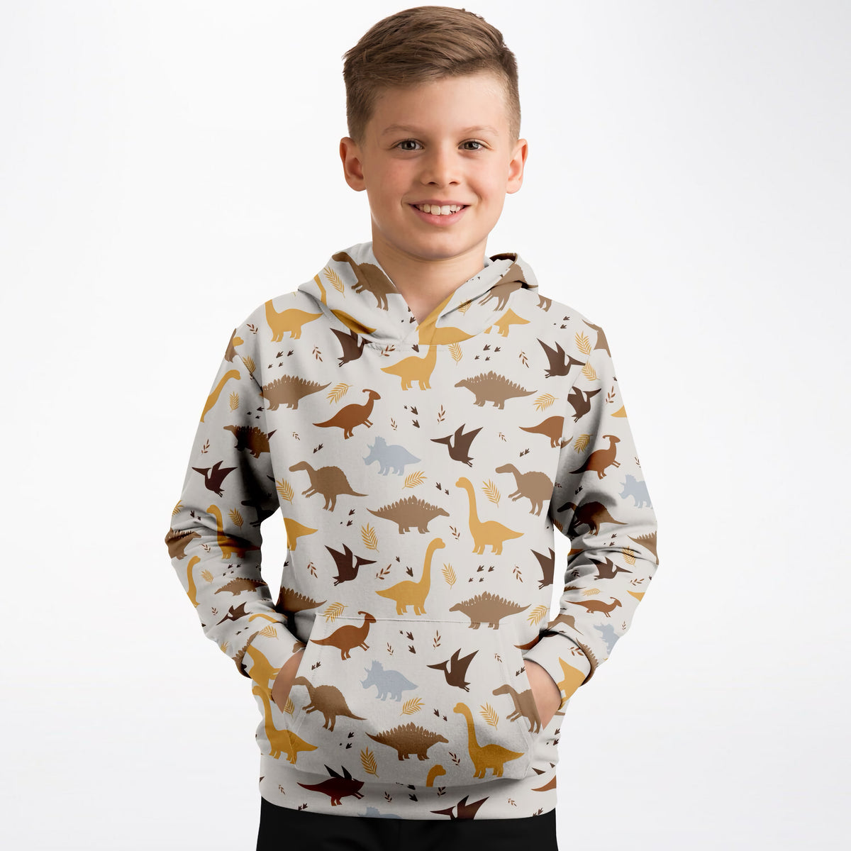 Kids Dinosaur Hoodie – Ultra Comfy & Stretchy, Cozy Fleece or Lightweight Sports Fabric, Double-Layer Hood & Kangaroo Pocket