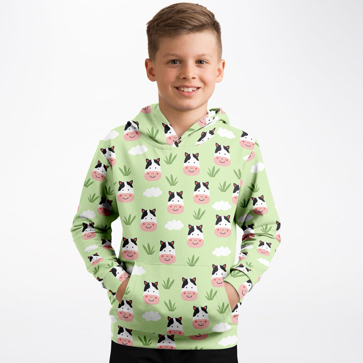 Kids Cow Hoodie – Ultra Comfy & Stretchy, Cozy Fleece or Lightweight Sports Fabric, Double-Layer Hood & Kangaroo Pocket