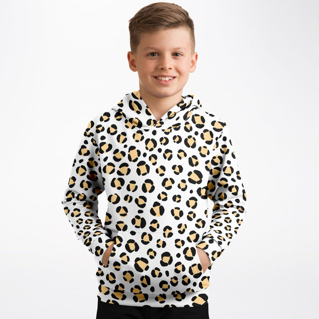 Girls Yellow Leopard Print Hoodie – Ultra Comfy & Stretchy, Cozy Fleece or Lightweight Sports Fabric, Double-Layer Hood & Kangaroo Pocket