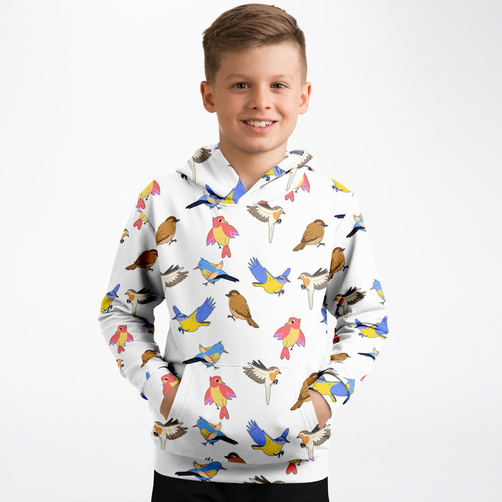 Kids Colorful Bird Hoodie – Ultra Comfy & Stretchy, Cozy Fleece or Lightweight Sports Fabric, Double-Layer Hood & Kangaroo Pocket
