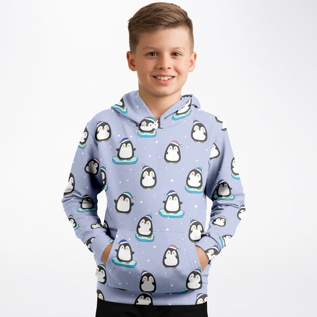 Kids Winter Penguin Hoodie – Ultra Comfy & Stretchy, Cozy Fleece or Lightweight Sports Fabric, Double-Layer Hood & Kangaroo Pocket