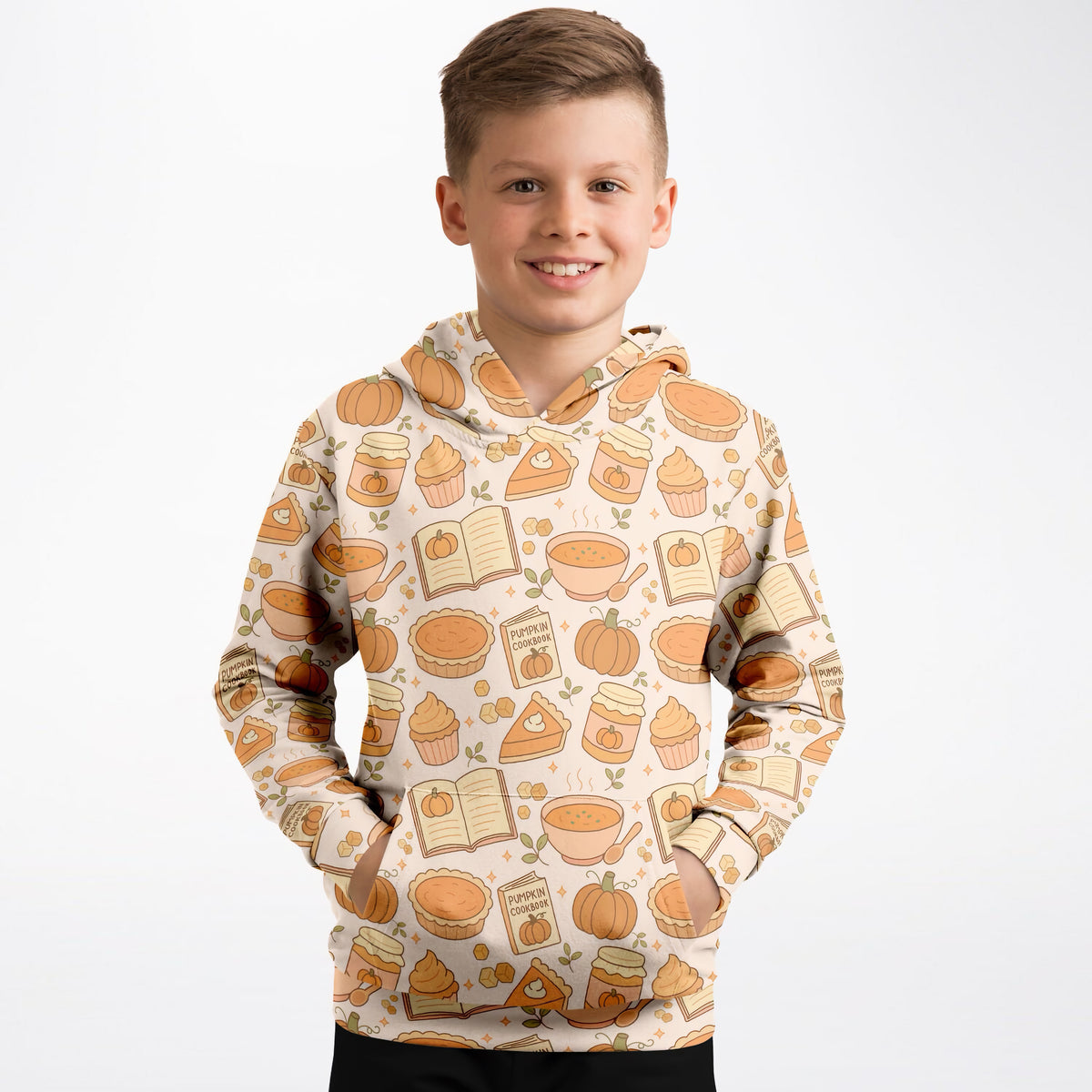 Kids Pumpkin Pie Themed Hoodie – Ultra Comfy & Stretchy, Cozy Fleece or Lightweight Sports Fabric, Double-Layer Hood & Kangaroo Pocket